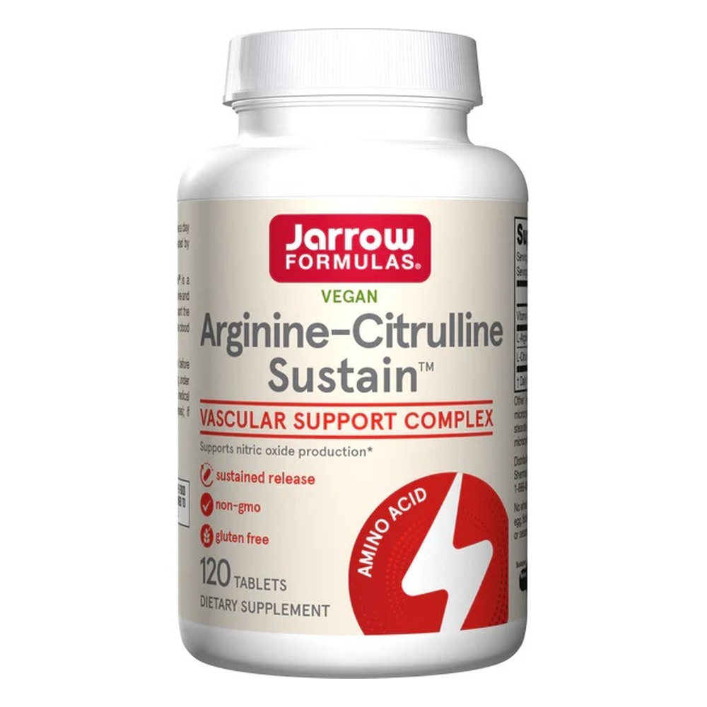 Jarrow Formulas Arginine-Citrulline Sustain for Nitric Oxide Production and Cardiovascular Health 120 Tablets