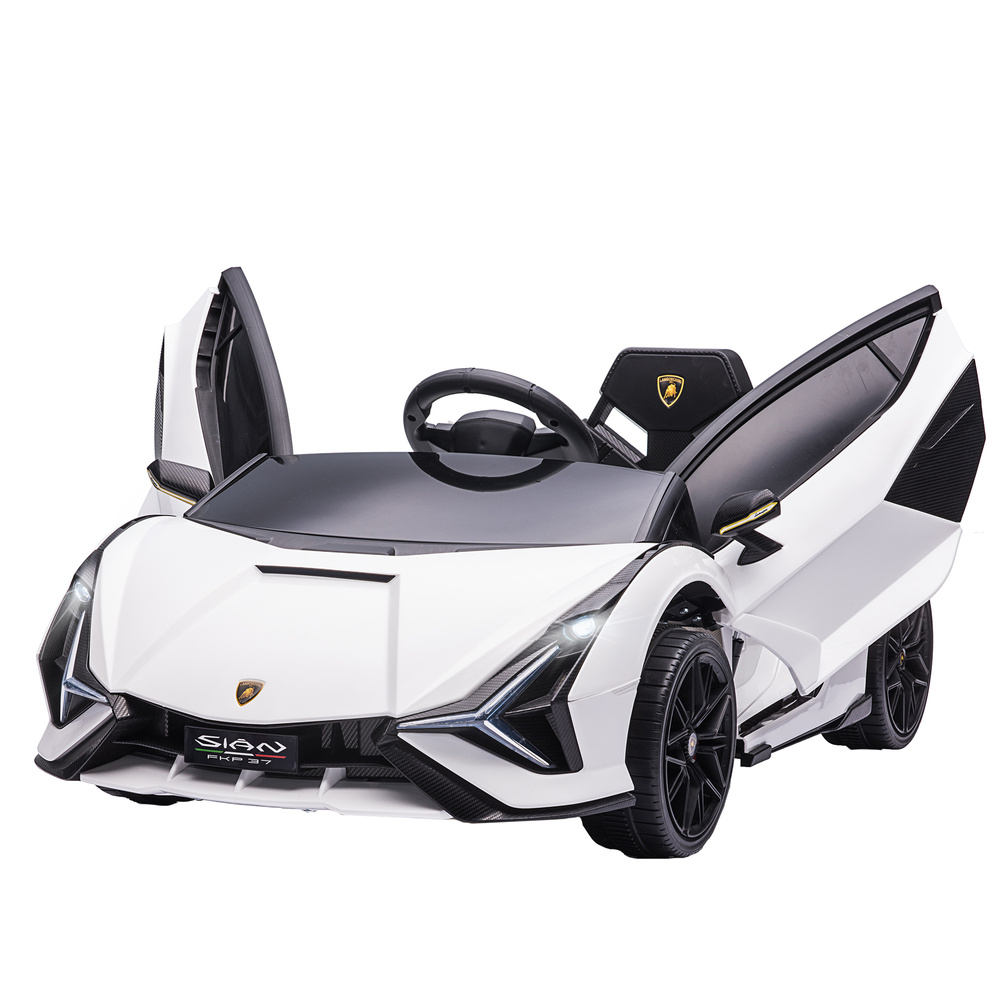 HOMCOM Lamborghini Sian Licensed 12V Electric Car for Kids 2 Motors Toy Car with Remote Control Music Lights MP3 for 3-5 Years White