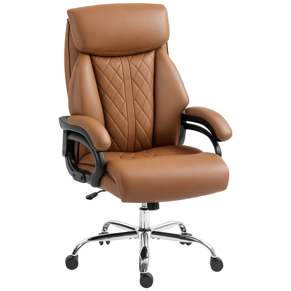 HOMCOM Spring Padded Faux Leather Office Chair - Light Brown