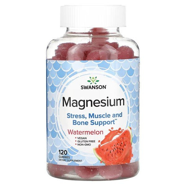 Swanson Magnesium Gummies, Watermelon 120 Gummies