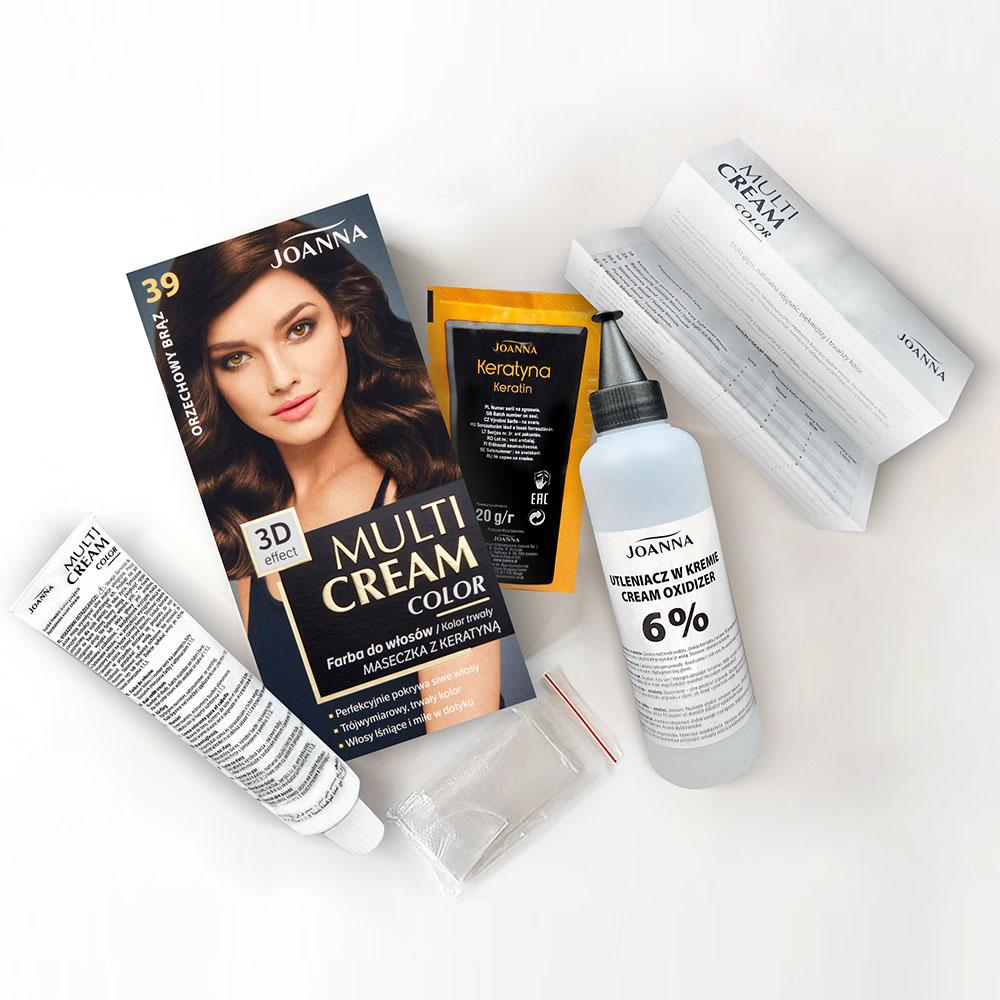 Joanna Multi Cream Color 3D Effect Hair Dye with Long-Lasting Effect No. 39 Nut Brown 1 Piece