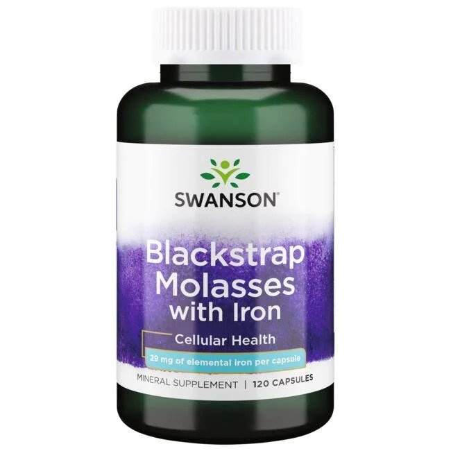 Swanson Blackstrap Molasses with Iron 29mg 120 Capsules