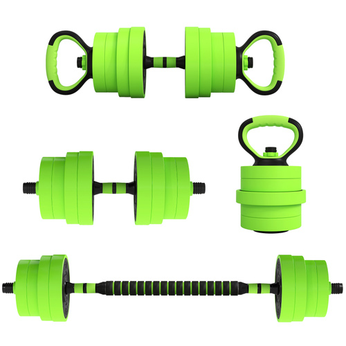 SPORTNOW 30kg 6-In-One Adjustable Weight Dumbbells Set, Barbell, Kettlebell, Push Up Stand - Green