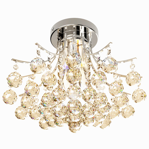 HOMCOM Crystal Chandeliers, 40cm K9 Droplets Ceiling Light with 3 E14 Bulb Base, Pendant Lights for Living Room, Bedroom, Dining Room, Hallway, Kitchen