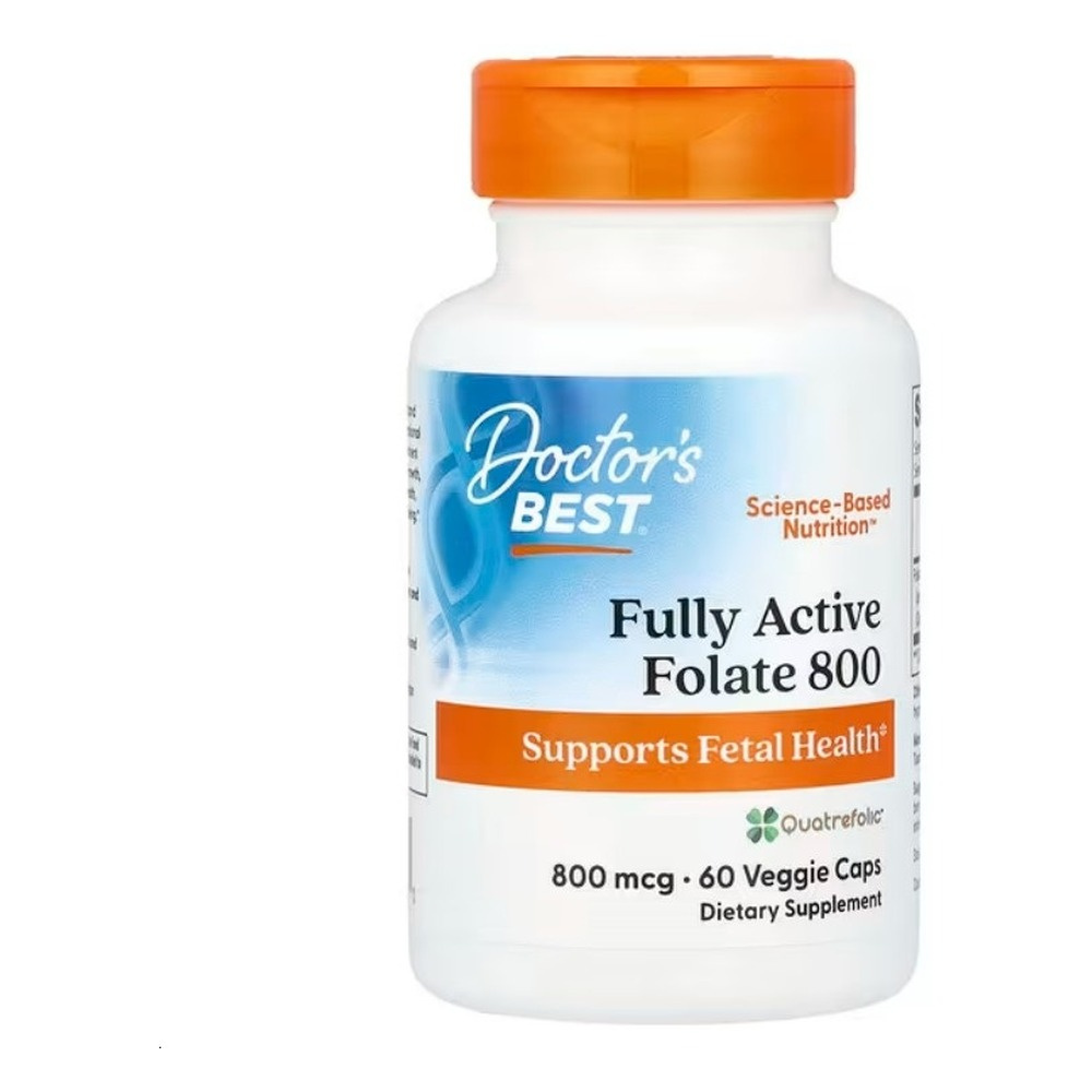 Doctor's Best Fully Active Folate 800 with Quatrefolic, 800mcg Capsules 60 vcaps