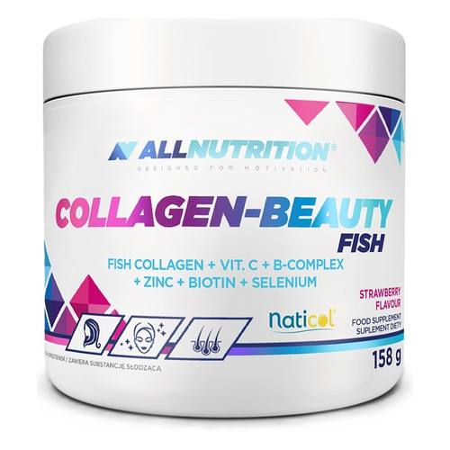 Allnutrition Collagen-Beauty Fish Peptydy Kolagenu Morskiego z Kompleksem Witamin i Minerałów Strawberry 158g