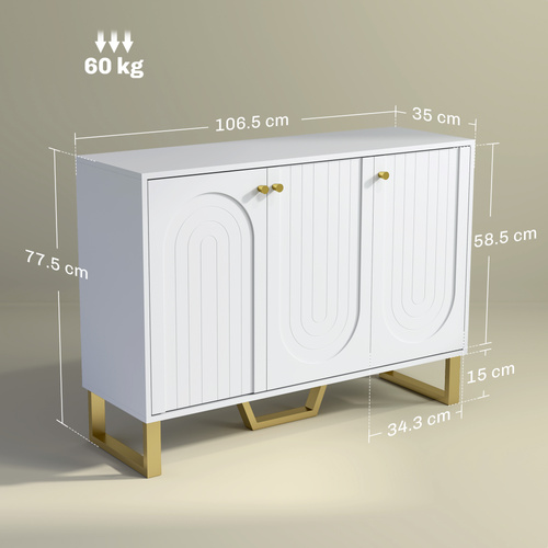 HOMCOM 3-Door Sideboard Storage Cabinet - White