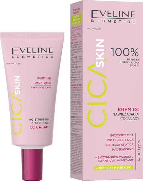 Eveline Cica Skin Krem CC Nawilżająco-Tonujący Wyrównuje Koloryt Skóry 30ml