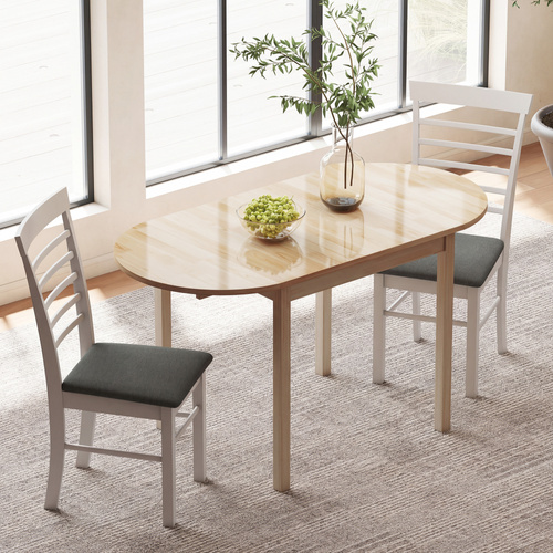HOMCOM 4-6 Person Wooden Drop-Leaf Table - Natural Finish