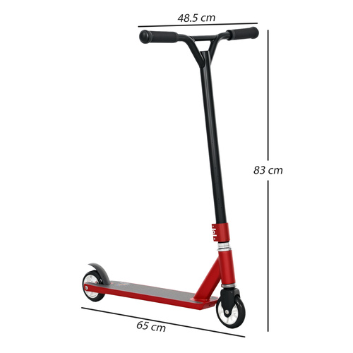HOMCOM Stunt Scooter, 360° Entry Level Tricks Scooter w/ Lightweight Aluminium Deck and ABEC 7 Bearing, For Age 14+ Beginners, Red