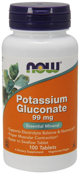 Now Foods Potassium Gluconate 99mg Potassium Gluconate Supports Muscle Health 100 Tablets