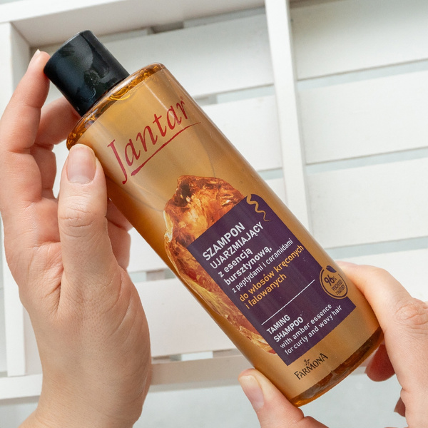 Jantar Ujarzmiający Szampon z Esencją Bursztynową Peptydami i Ceramidami dla Włosów Kręconych i Falowanych 300ml