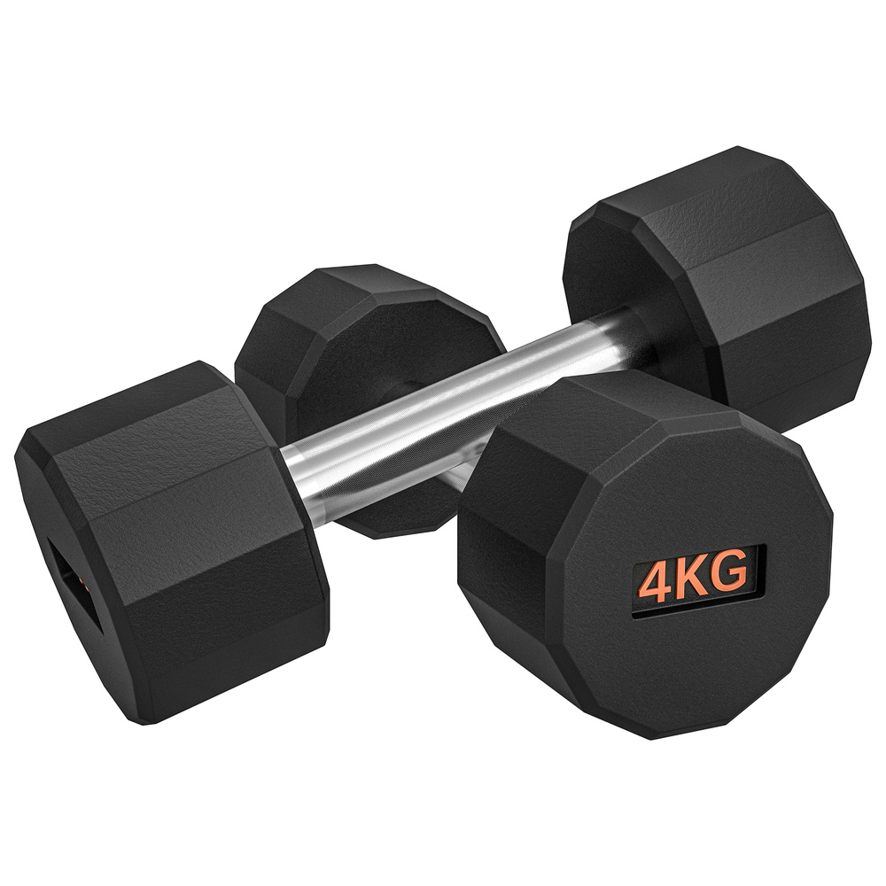 SPORTNOW Dumbbells Weights Set with 12-Sided Shape and Non-Slip Grip for Men Women Home Gym Workout, 2 x 4kg