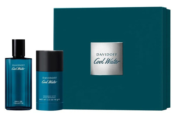 Davidoff Cool Water Gift Set Woda Toaletowa 75ml EDT +  Dezodorant w Sztyfcie 70g Zestaw dla Mężczyzn 1 Sztuka