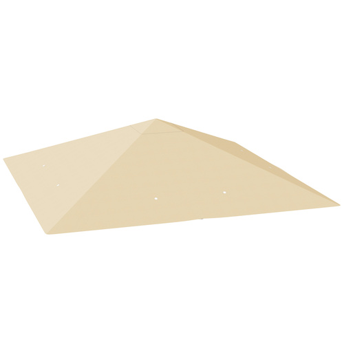 Outsunny 3 x 3(m) Gazebo Canopy Replacement Cover, Garden Gazebo Roof Replacement with Drain Holes, Water Resistant PVC Coating, 370g/㎡, UPF30+, TOP COVER ONLY, Beige