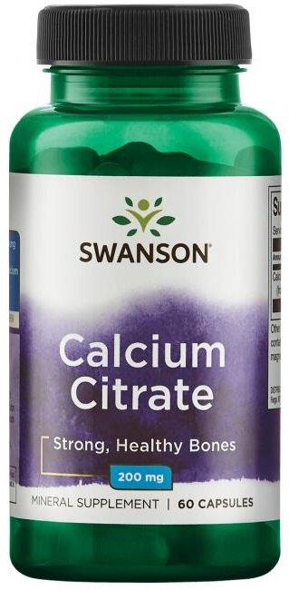 Swanson Calcium Citrate 200mg 60 Capsules