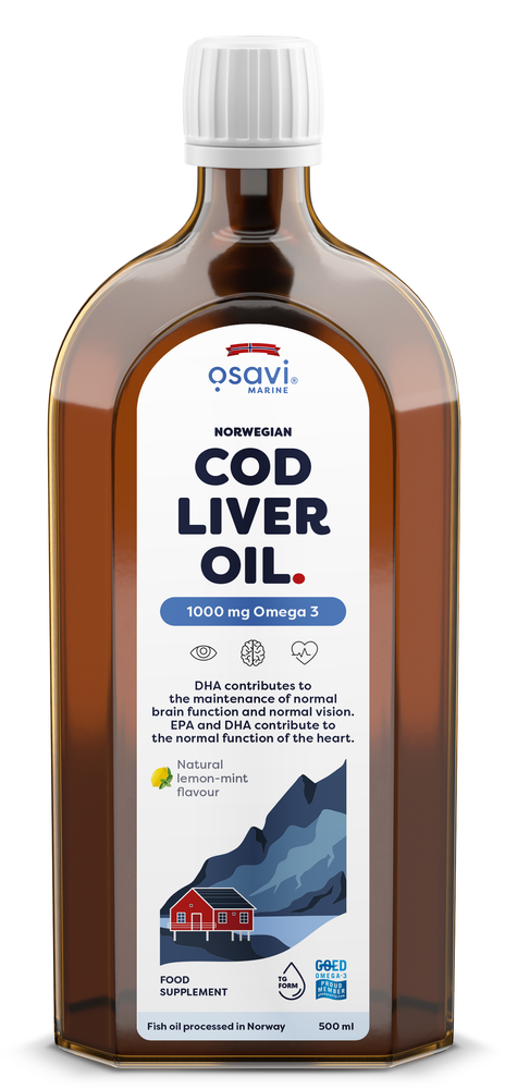 Osavi Norwegian Cod Liver Oil 1000mg Omega 3 with Lemon-Mint Flavour 500ml