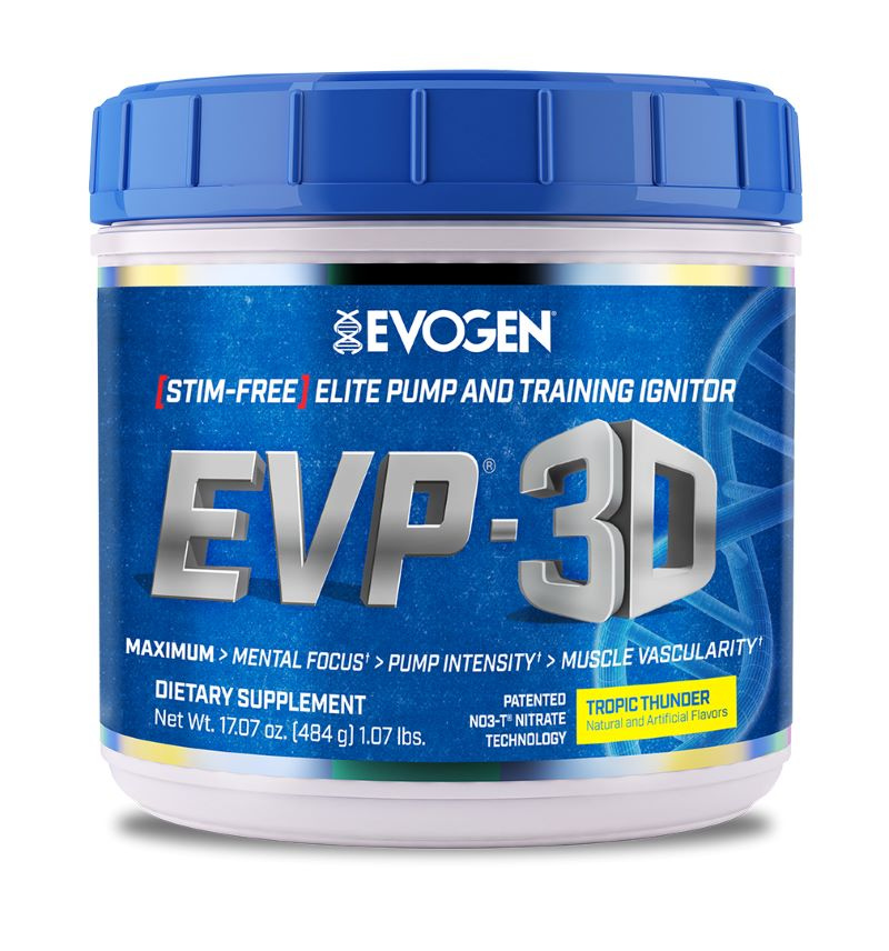 Evogen EVP 3D Stimulant-Free Pre-Workout Powder for Pumps and Focus Tropic Thunder 484g