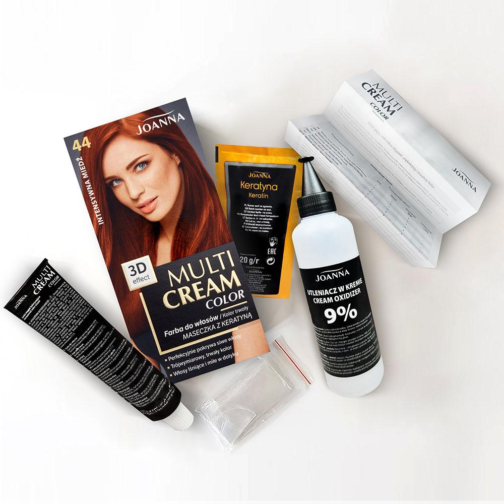 Joanna Multi Cream Color 3D Effect Hair Dye with Long-Lasting Effect No. 44 Intense Copper 1 Piece