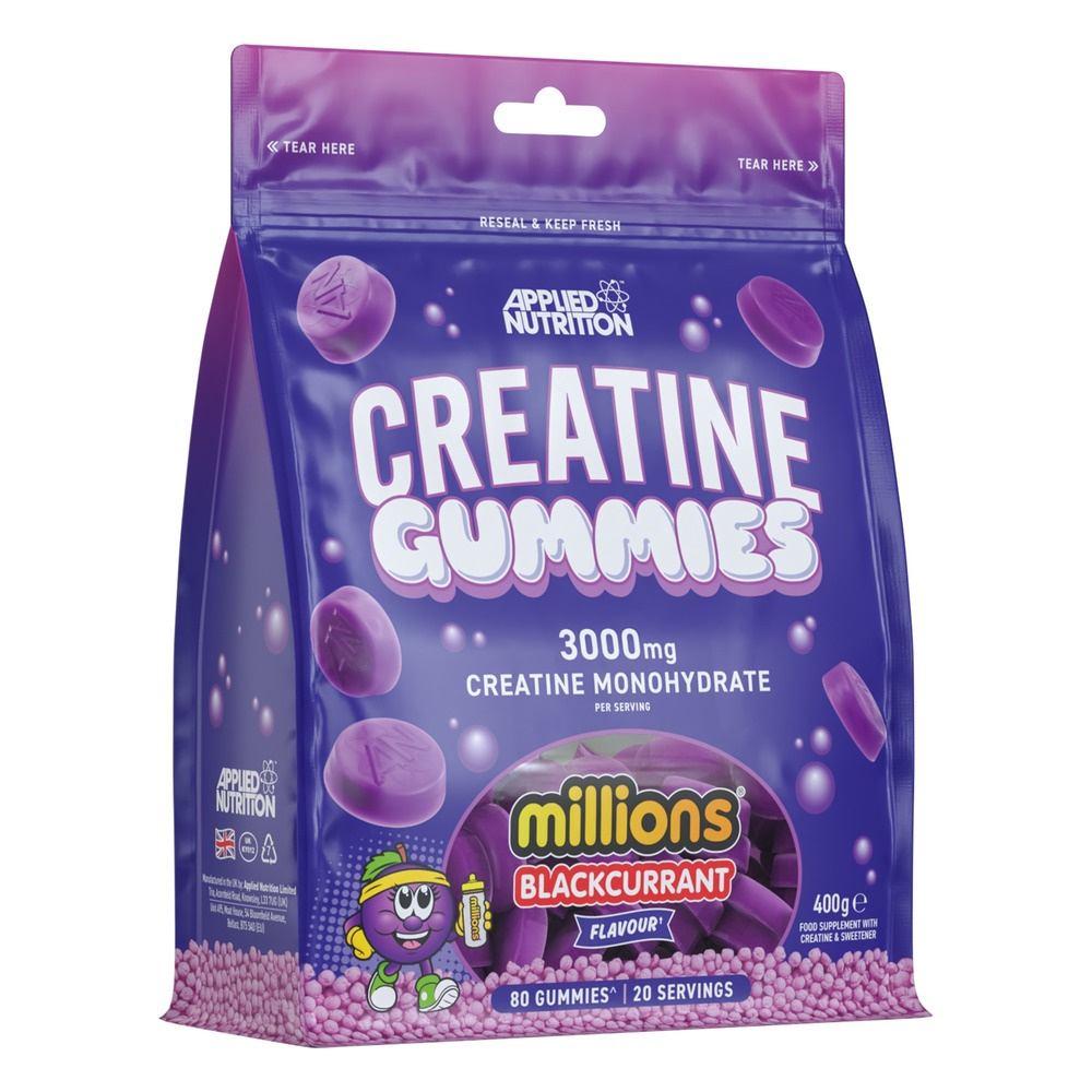 Applied Nutrition Creatine Gummies Millions Blackcurrant Kreatyna w Żelkach Na Siłę i Wytrzymałość 80 Żelków