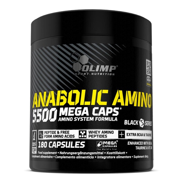Olimp Nutrition Anabolic Amino 5500 Mega Caps Kompleks Aminokwasów na Wsparcie Mięśni 180 Kapsułek