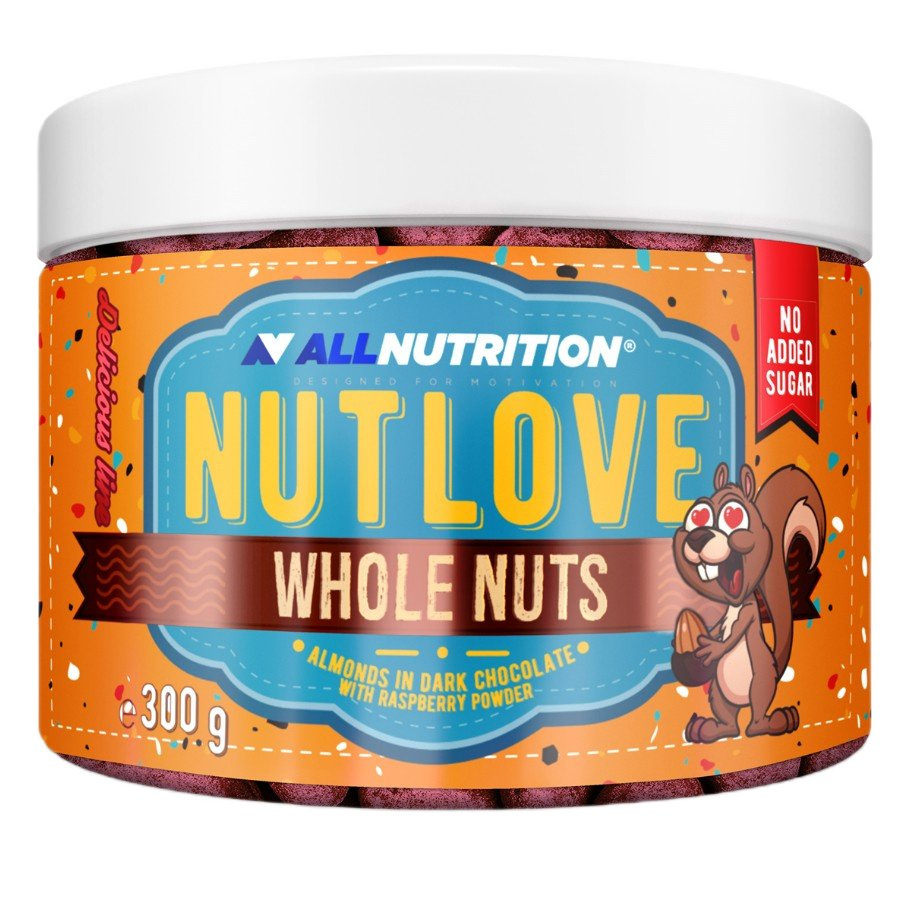 Allnutrition Nutlove Whole Nuts Almonds in Dark Chocolate with Raspberry Powder 300g