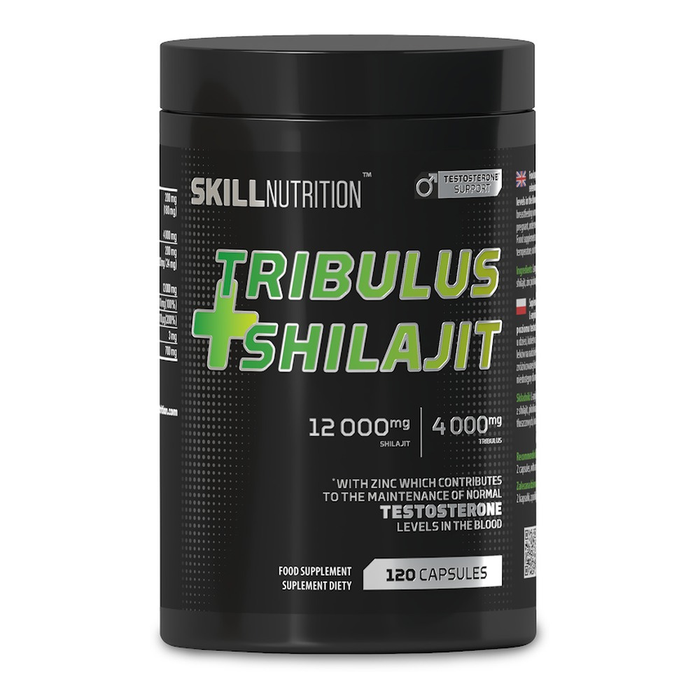 Skill Nutrition Tribulus + Shilajit na Witalność i Wsparcie Testosteronu 120 Wegańskich Kapsułek