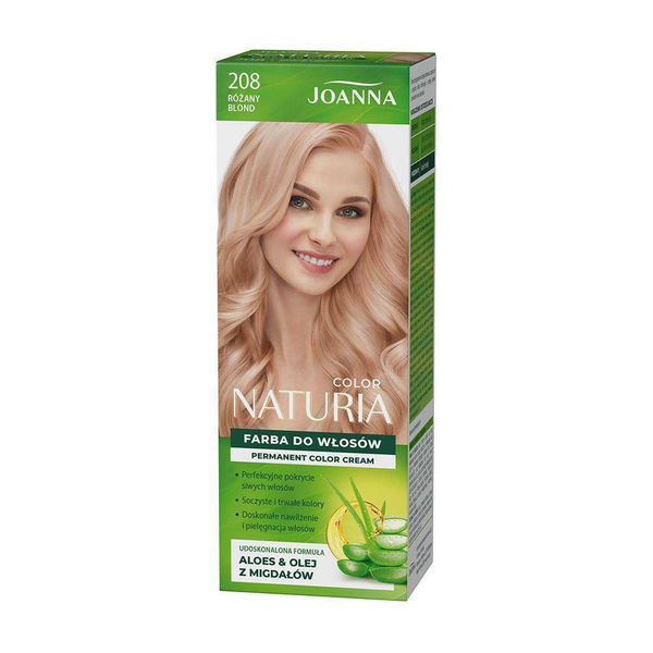 Joanna Naturia Trwały Kolor Włosów Farba Pielęgnacja Połysk Nr 208 Różany Blond 100ml