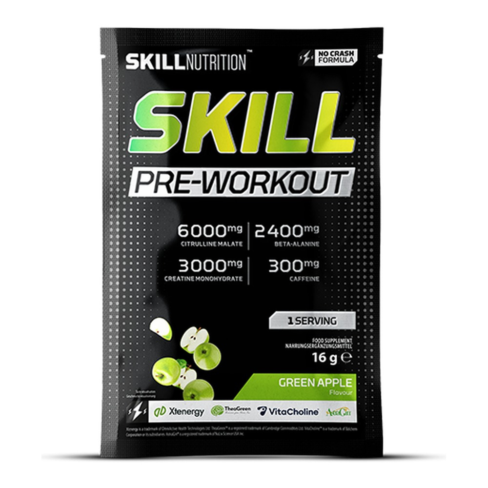 Skill Nutrition Skill Pre-Workout Przedtreningówka o Smaku Zielonego Jabłka Na Energię i Skupienie 16g