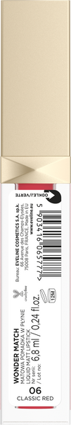 Eveline Wonder Match Matte Liquid Lipstick No. 06 Classic Red 6.8ml