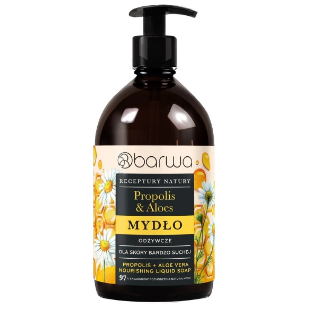 Barwa Receptury Natury Odżywcze Mydło w Płynie Propolis Aloes dla Skóry Bardzo Suchej 480ml
