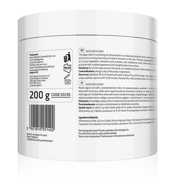 Apis Professional DepiQ Pro System Depigmenting Algae Mask with 1% A-arbutrin and 1% Brightening Complex 200g