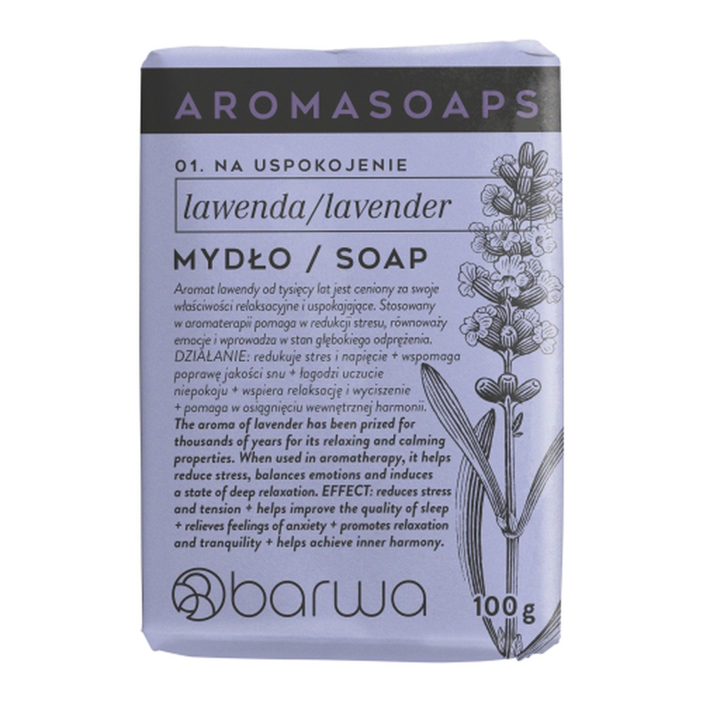 Barwa Aroma Soaps Na Uspokojenie Mydło w Kostce Lawenda do Codziennego Stosowania 100g