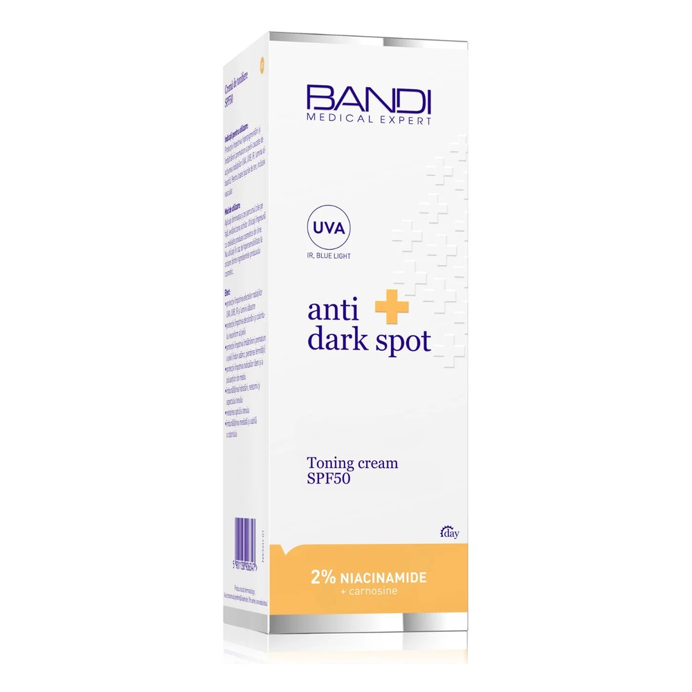 Bandi Anti Dark Spot Tonujacy Krem SPF50 Ochrona przed Przebarwieniami i Przedwczesnym Starzeniem się Skóry 50ml