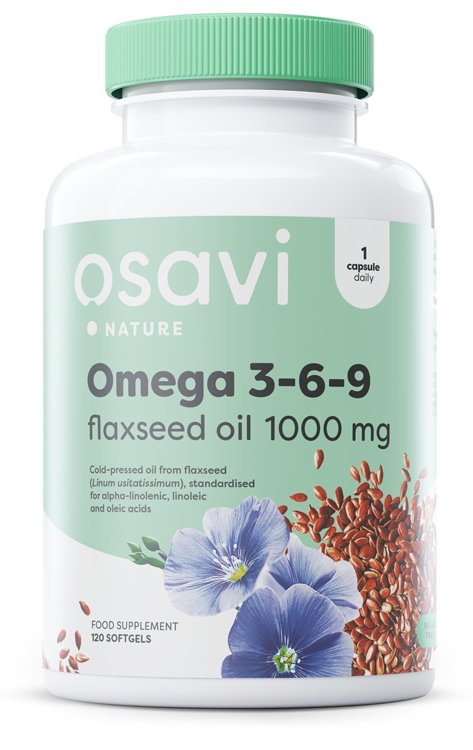 Osavi Omega 3-6-9 Olej Lniany 1000mg na Wsparcie Układu Krążenia 120 Kapsułek
