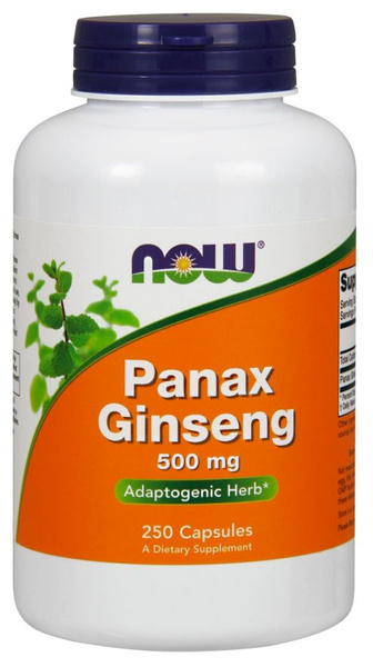 Now Foods Panax Ginseng 500mg Korean Ginseng Strengthens the Body 250 Capsules