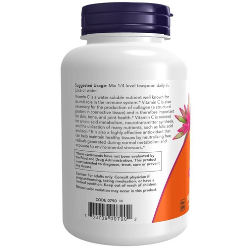 Now Foods Vitamin C Crystals Kwas Askorbinowy Puder Wspomaga Układ Odpornościowy i Zdrowie Kości i Stawów 454g