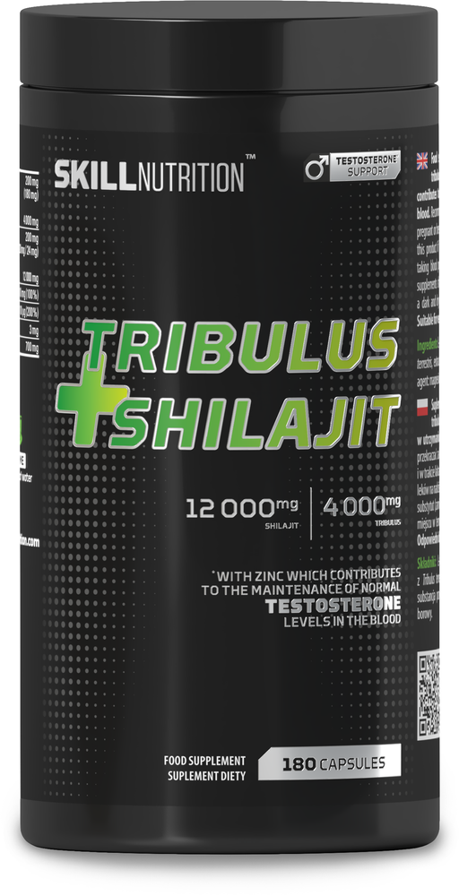 Skill Nutrition Tribulus + Shilajit 180 vegan caps for vitality and testosterone support