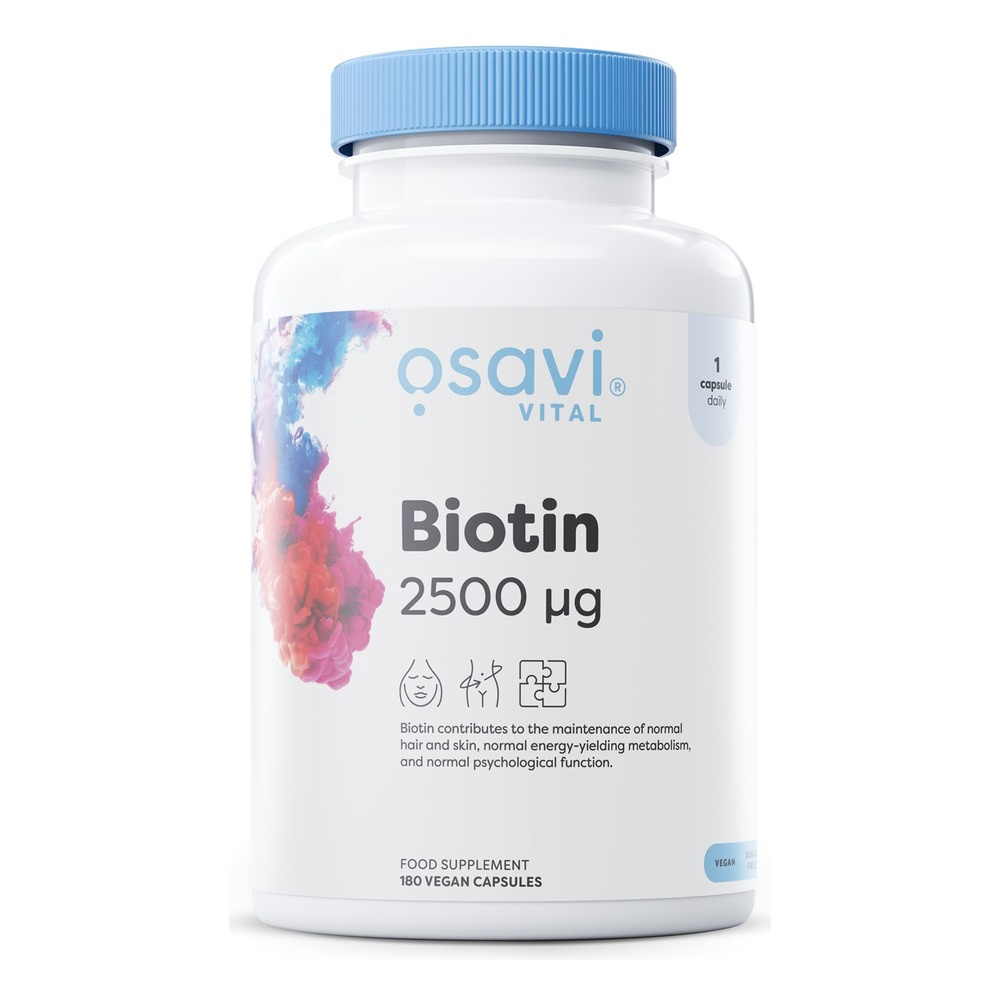 Osavi Biotyna 2500mcg na Zdrowe Włosy i Skórę 180 Wegańskich Kapsułek