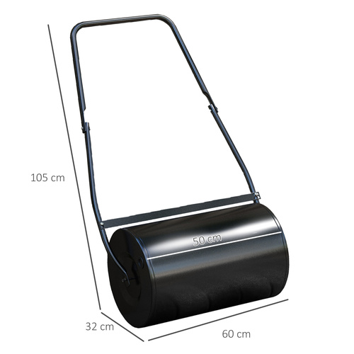 DURHAND 38L Garden Lawn Roller, Water Sand Filled Outdoor Grass Roller, Heavy Duty Metal Lawn Push Rolling Tool Aerator for Grass Seeding, Soil Levelling, Black