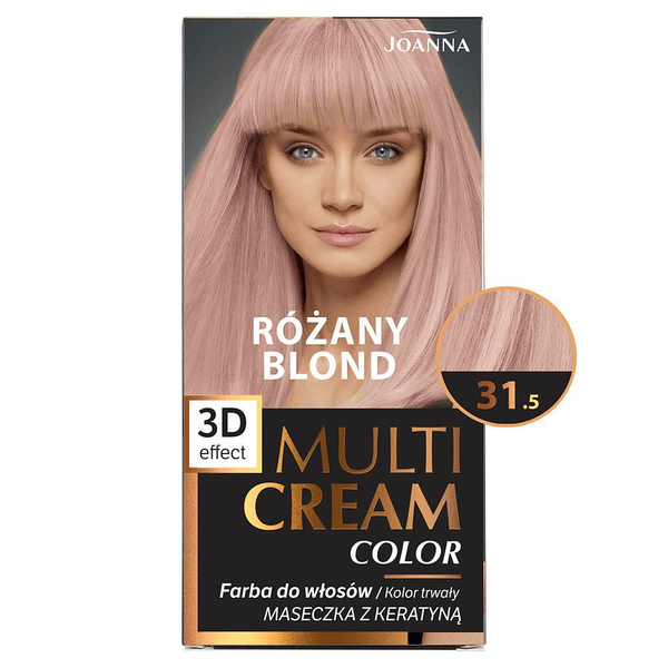 Joanna Multi Cream Color Farba do Włosów z Efektem 3D z Długotrwałym Efektem Nr 31.5 Różany Blond 1 Sztuka