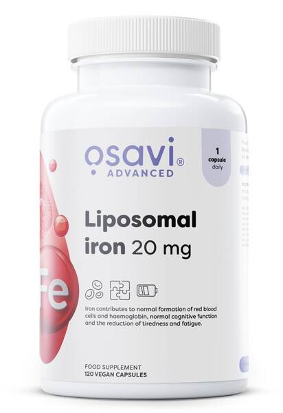 Osavi Żelazo Liposomalne 20mg 120 wegańskich kapsułek na produkcję czerwonych krwinek
