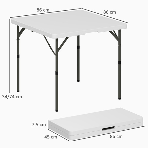 Outsunny 34/74cm Folding Camping Table, with Handle - White