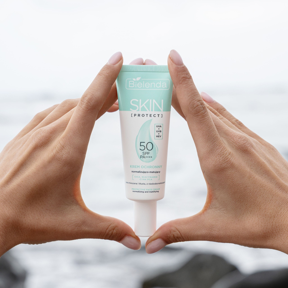 Bielenda Skin Protect Normalizująco - Matujący Krem Ochronny SPF 50 PA++++ UVA + UVB + HEV dla Skóry Tłustej i Mieszanej 40ml