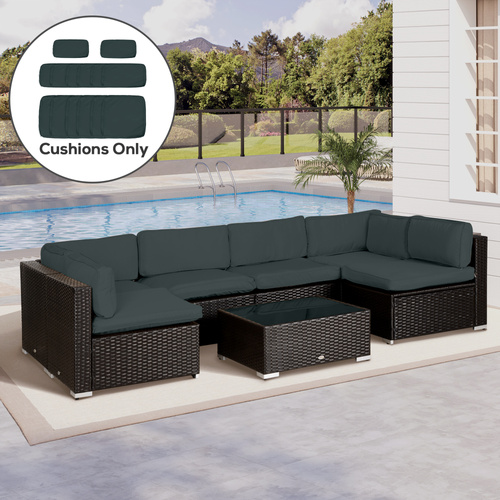 Outsunny Garden Rattan Sofa Cushion Polyester Cover Replacement Outdoor- No Cushion Included, Dark Grey