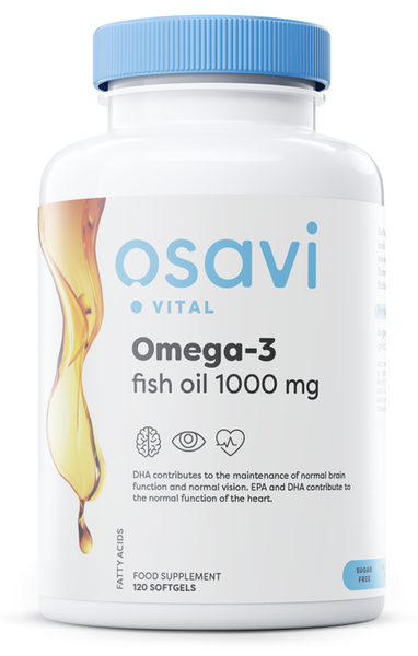 Osavi Olej Rybi Omega-3 1000mg Destylowany Molekularnie na Wsparcie Serca i Mózgu 120 Kapsułek