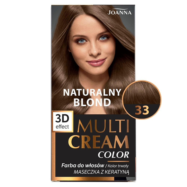 Joanna Multi Cream Color Farba do Włosów z Efektem 3D z Długotrwałym Efektem Nr 33 Naturalny Blond 1 Sztuka