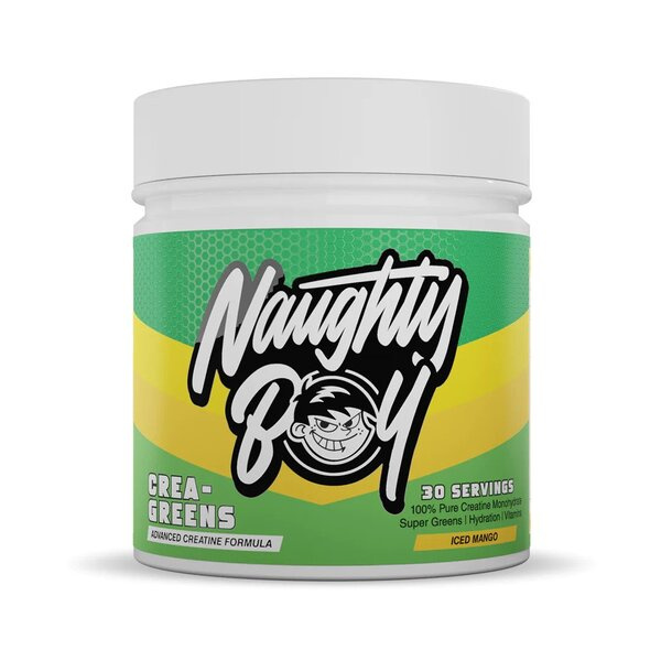 Naughty Boy Crea-Greens Iced Mango Creatine and Greens Powder For Muscle Support and Vitality 270g