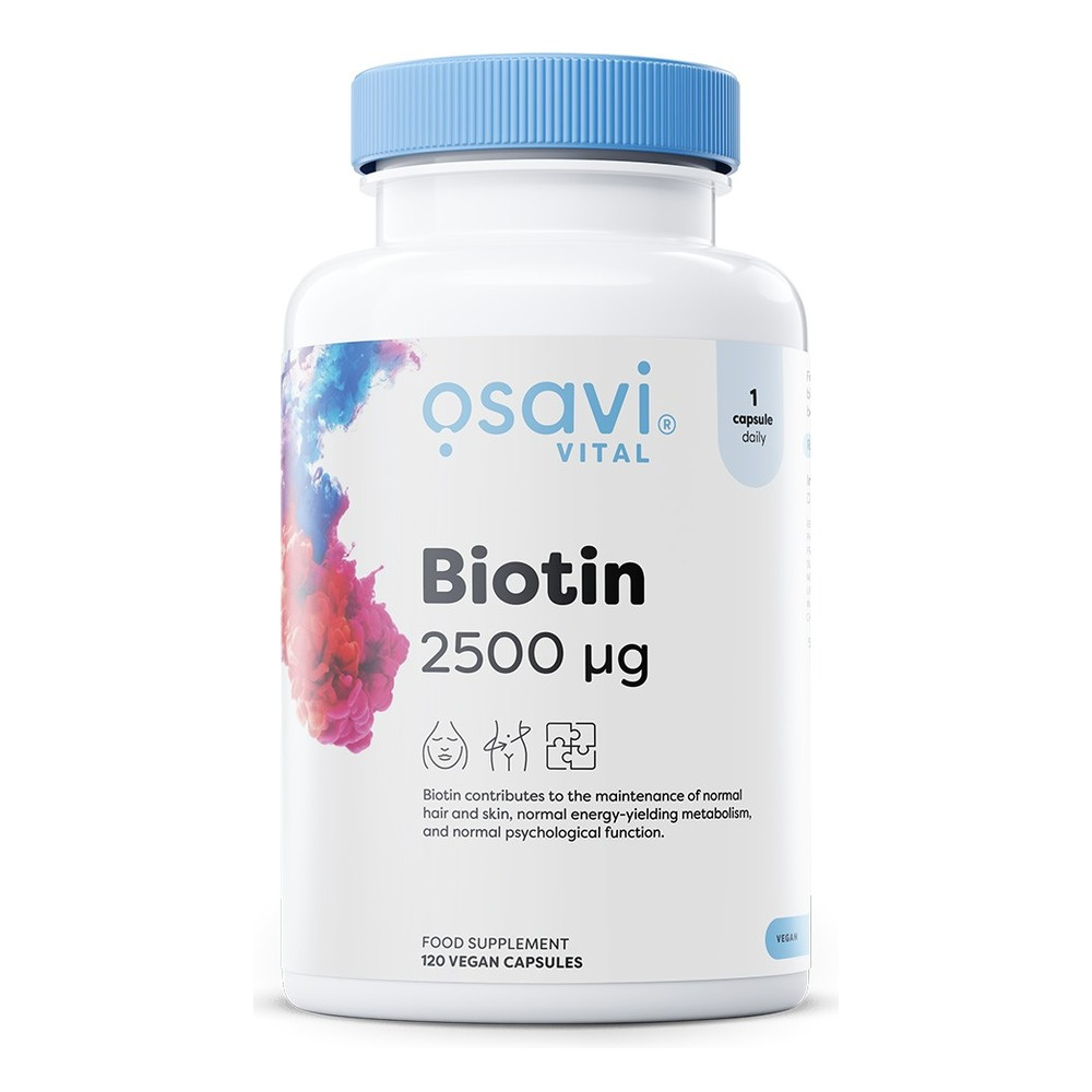 Osavi Biotyna 2500mcg na Włosy, Skórę i Paznokcie 120 Wegańskich Kapsułek
