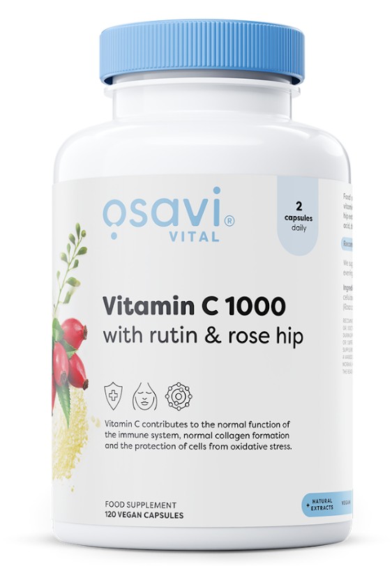 Osavi Vitamin C 1000mg with Rutin and Rose Hip 120 vegan caps for Immune Support